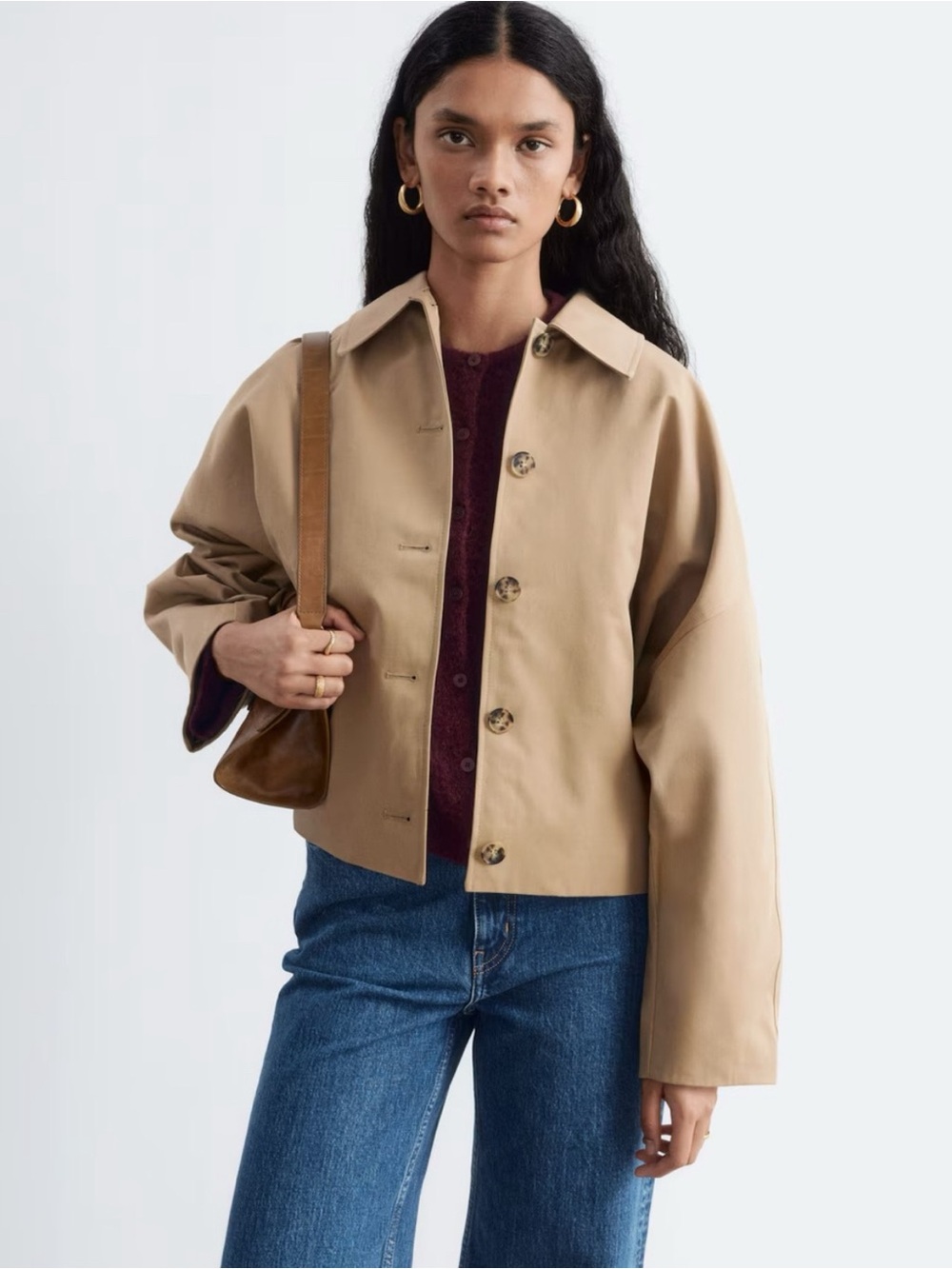 &Other Stories Classic Beige Cropped Jacket - Women